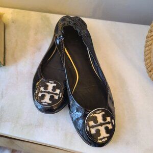 Tory Burch black patent leather flats.